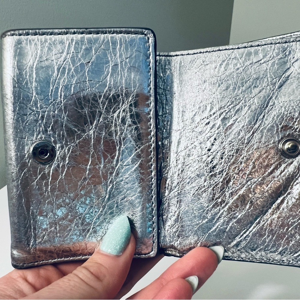 Balenciaga Silver Leather Women's Mini Wallet - Picture 6 of 9